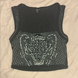 DEVON WINDSOR Black and White Beaded Tank Top